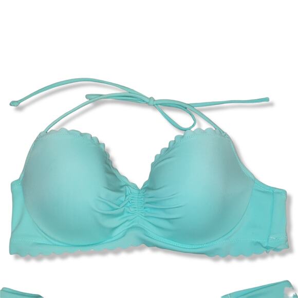 EUC Victoria's Secret 2 piece bikini turquoise sz 36B sz small bottom - Picture 2 of 10